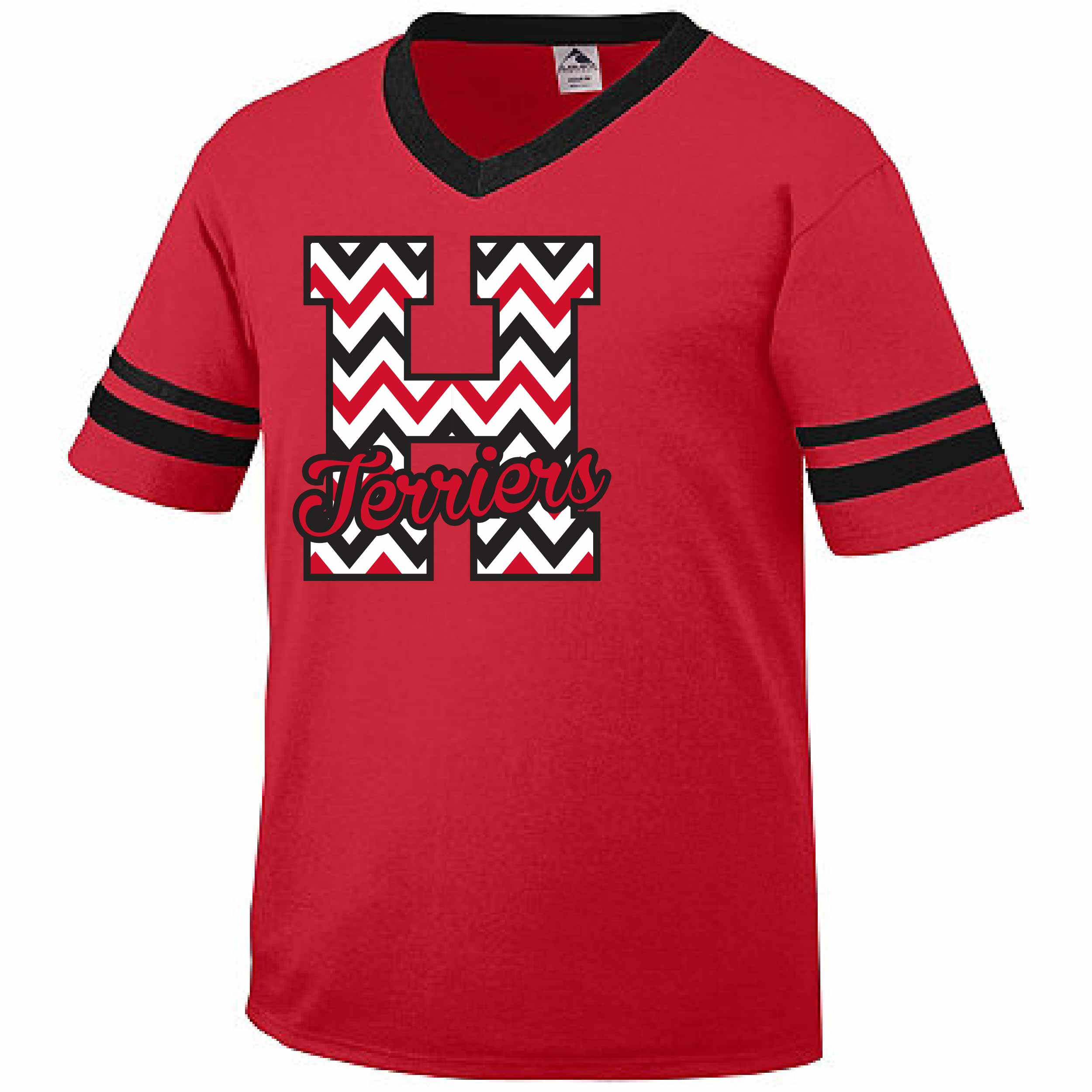 Z6 - <b>CLEARANCE! LIMITED QUANTITIES!</b>!<br>Hillsborough Terriers Chevron Stripe Sleeve Jersey