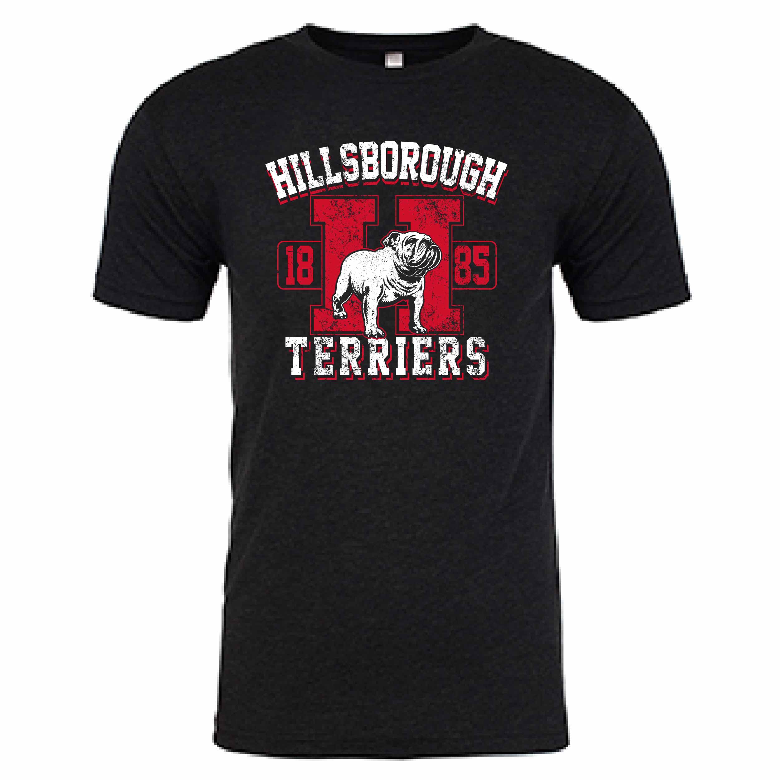 E - Hillsborough Terriers Vintage Black Tri Blend Tee