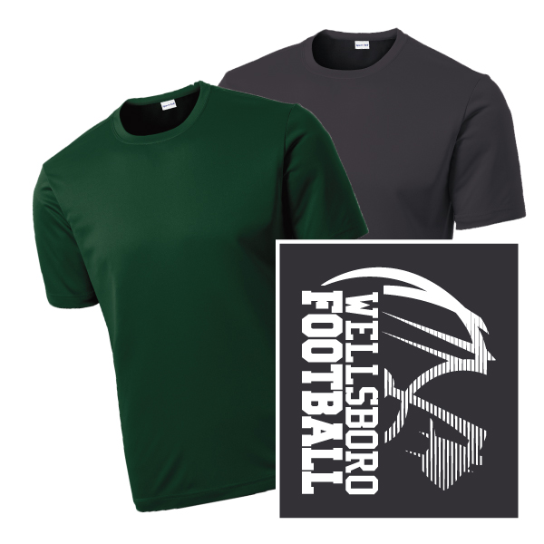 D1) 100% Polyester Moisture Management T-Shirt FOOTBALL LOGO