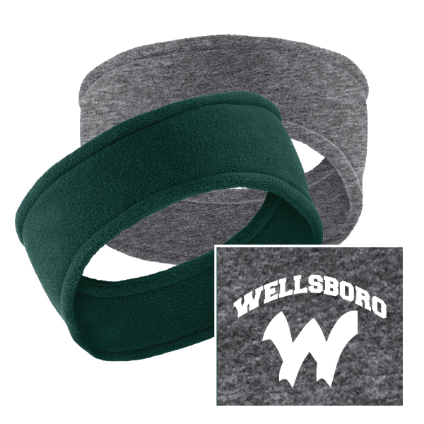 J1) Stretch Fleece Headband Ear Warmer EMBROIDERED LOGO