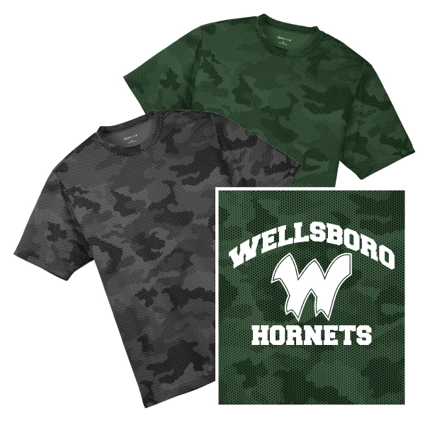 G2) 100% Polyester Wicking Camohex T-Shirt W LOGO